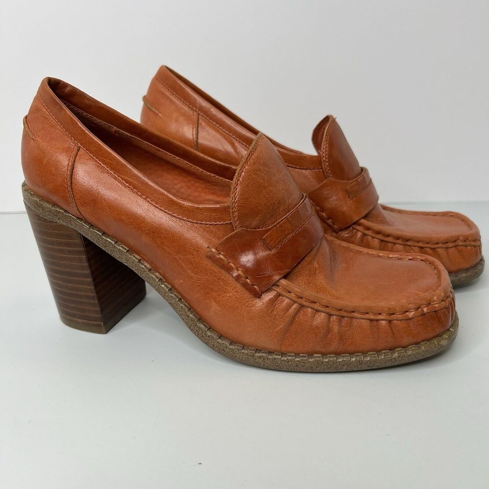 Miz Mooz Loafer Platform Block Chunk Heel Retro Rockabilly Shoe Size 39 8 - 8.5